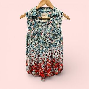 Cute boho Anthro Limited Edition 6 of 52 sleeveless floral blouse buttons